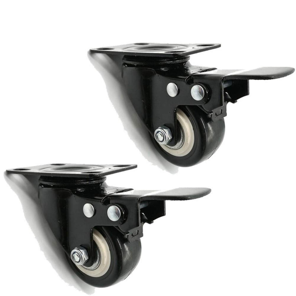 Heavy Duty 1.5 Inch Pu Swivel Caster Wheels With Brake, Load Capacity, Quiet Smooth Rolling For Furniture 9330225524618