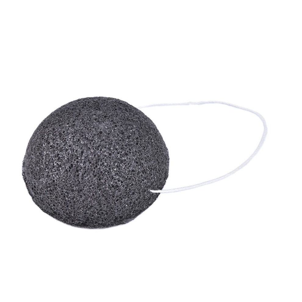 Black Natural Konjac Facial Cleansing Sponge With Bamboo Charcoal, Gentle Exfoliating Face Sponge For Sensitive Skin