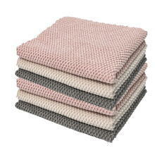 6 Pcs Microfiber Cleaning Cloths for Kitchen and Household, Corn Texture, Fast Absorption, Hanging Loop, Beige Gray, 11.8x15.7 In