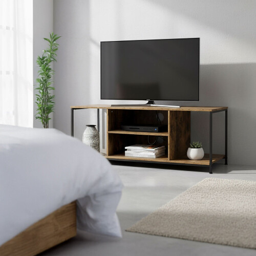 Meuble TV à 4 compartiments, finition effet bois 2