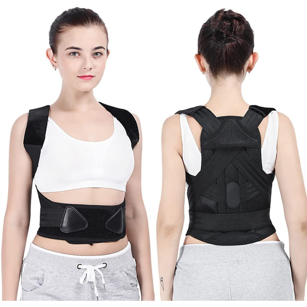 Black Adjustable Small Posture Corrector Back Brace For Men And Women With Breathable Support And Upright Alignment