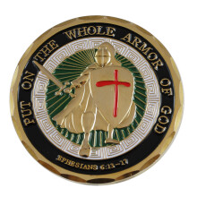 Armor of God Challenge Coin Set 5 Pack, Durable Metal with Enamel Finish, Christian Faith Gift
