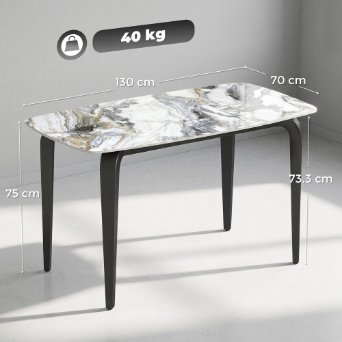 Homcom HOMCOM Dining Table for 4, Kitchen Table with Sintered Stone Tabletop, White 2