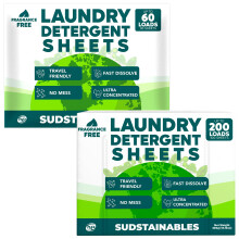 Laundry Detergent Sheets Bundle 100 and 30 Count, Unscented EcoFriendly Fragrance, Travel Size