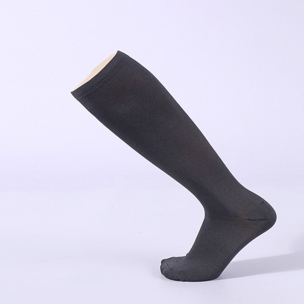 Grey Knee Compression Socks, Graduated Compression For Travel, Antifatigue, Breathable, Sm