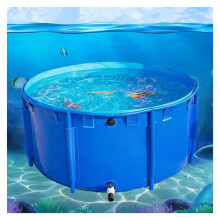 PVC Fish Pond Pool 1m Round 628L Blue Above Ground Tank with Easy Drain Valve and Durable Canvas Build