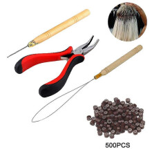 (Dark brown) 4-in-1 Microring Set - Hair Extension Accessories (500pcs)