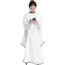 1pc Adults Haircut Cloth Fashionable Water Proof Cape with Sleeve Salon Hair Dressing Dyeing Tools for Women Men (white)
