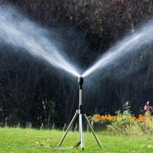 Tripod Sprinkler 360 Automatic Rotating Lawn Water Sprinkler with Adjustable Height Stainless Steel for Large Garden