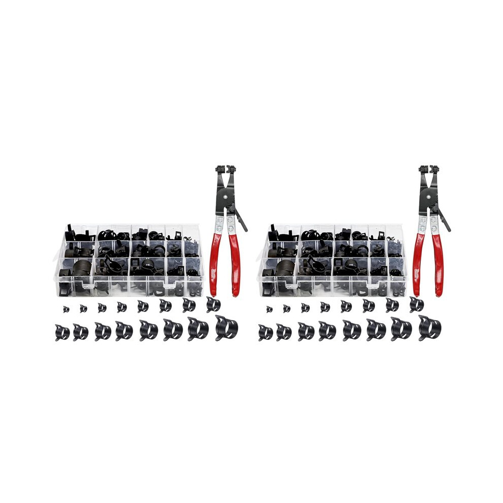 260Pcs 6-25Mm Spring Band Hose Clamps With Swivel Hose Clamp Plier Assortment Kit,Constant Tension Hose Clamp Fuel 6033340153109