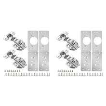 8Pack Cabinet Hinge Repair Plate with 4Pack Full Overlay Soft Closing Cabinet Hinges-Hinge Repair Kit Plate for Cabinet