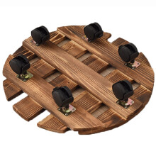 Wooden Plant Stand with Wheels 30cm Round Rolling Caddy, 360 Rotating Casters, Heavy Load Support