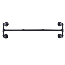 Industrial Pipe Clothing Rack – Heavy Duty Wall and Ceiling Mounted Garment Rack for Closet Storage, Black Iron SpaceSaving Design