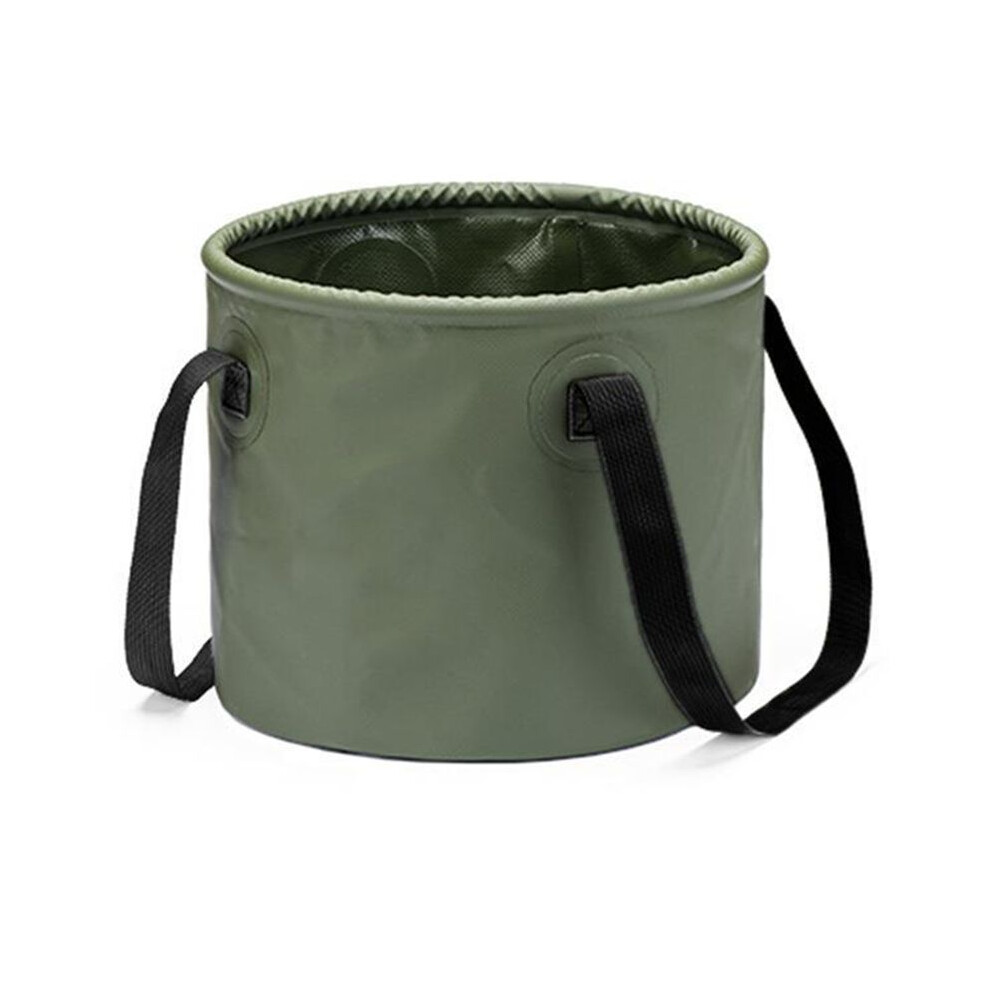 Camping Folding Bucket Multifunctional Portable Fishing Bucket Telescopic Vehicle-Mounted Water Bucket Military Green 6034021425539