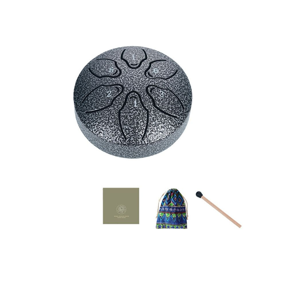 3 Inch 6 Tone Outdoor Steel Tongue Drum Rain Drum Instrument Hand Drum Ethereal Drumstick Silver 6031417172039