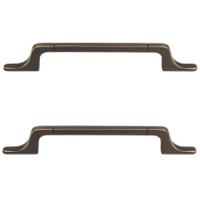 Satin Brass Cabinet Handles 2 Pack, Solid Brass Drawer Pulls 96mm, Modern Minimalist Style for Kitchen