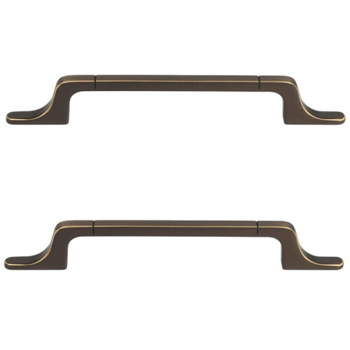 Satin Brass Cabinet Handles 2 Pack, Solid Brass Drawer Pulls 96mm, Modern Minimalist Style for Kitchen