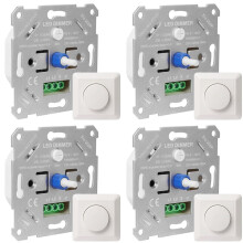 4X Interruptor Dimmer LED 230V para LEDs/Halogênio Dimerizáveis de 5 A 200W com Placa de Cobertura Branca