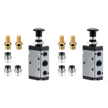 2X Pneumatisches Handhebelventil, 5/2-Wege-Magnetventil, 1/4-Zoll-NPT-Anschluss, Manuelle Steuerung, Direktantrieb, Typ 4R210-08