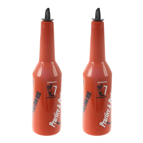 2X Flair Bartender Bartending Practice Bar Pub Bottle Wine Cocktail Shaker - Red