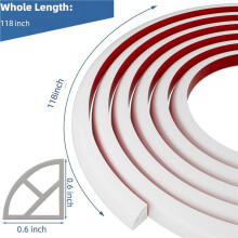 3X Flexible Quarter Round Molding Bendable Molding Trim,Peel and Stick Silicone Rubber Trim for Floor,Tub,Cabinet