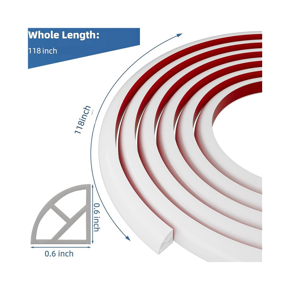 3X Flexible Quarter Round Molding Bendable Molding Trim,Peel And Stick Silicone Rubber Trim For Floor,Tub,Cabinet 6031456016592