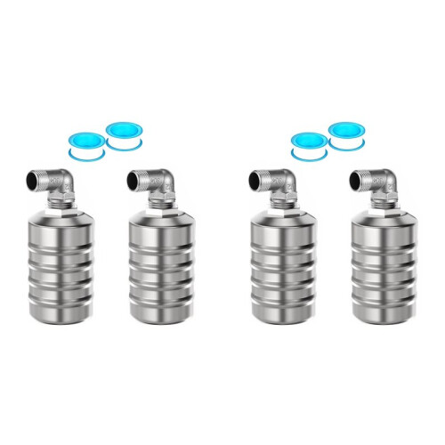 4PCS Fully Automatic Water Level Control Float Valve, Stainless Steel  Floating  Valve -1/2In Side Water Intake