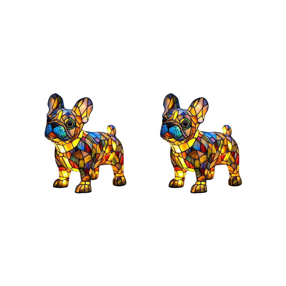 2X Dogs Lamps, Resin Stained Glass Lamps, Dog Series Art Table Night Cute Pet Vintage Themed Led Table Home Decor Light 6032322657109
