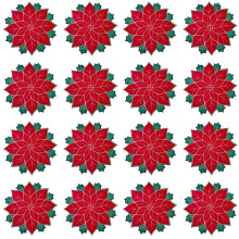 16X Holiday Christmas Embroidered Placemats Applique Poinsettia Placemats Christmas Flower Placemat A