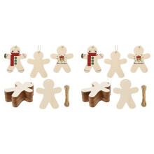 100PCS Unfinished Wood Gingerbread Ornaments Cutouts Blank Wood Gingerbread Men Hanging Decor with Twine