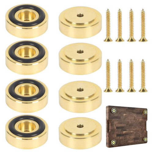 Conjunto de 16 Pés de Latão para Tábua de Corte com Almofadas Antiderrapantes - 3 X 1 cm (1,18 X 0,39 Polegadas), Dourados, para Móveis 2