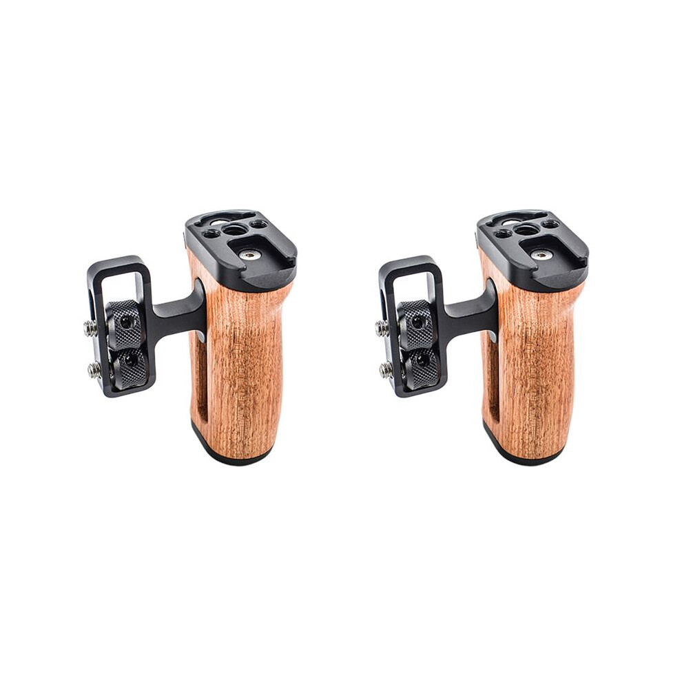 2X Camera Side Handle Grip For // Dslr Camera Cage Left Right Side Wooden Handgrip With Cold Shoe 6031170381136