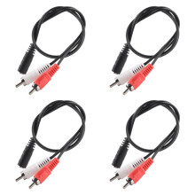 4pièces 3.5mm Stereo Femelle A 2 RCA Male Cable AV Aux Adaptateur Audio Fil