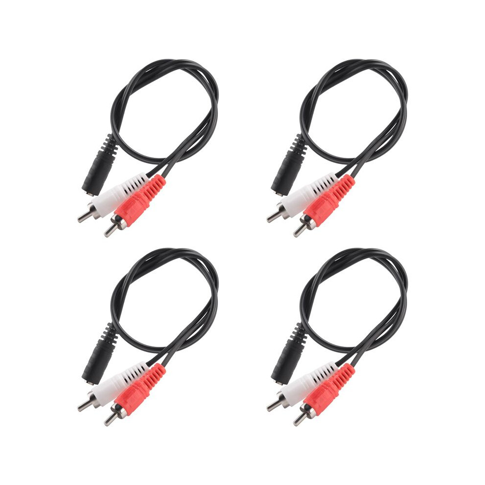 4Pcs 3.5 Mm Stereo Female 2 Rca Male Av Cable Auxiliary Audio Adapter Wire 4712639133436