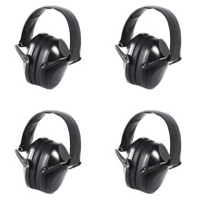 4X Noise-Canceling Earmuffs for Kids & Adults - Wireless, Adjustable Earmuffs for Workplace Hearing Protection Black
