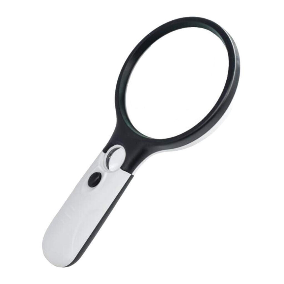 Light Ed Handheld Magnifying Glass 45X With Definition Optic Lens And Dual For Reading Seniors