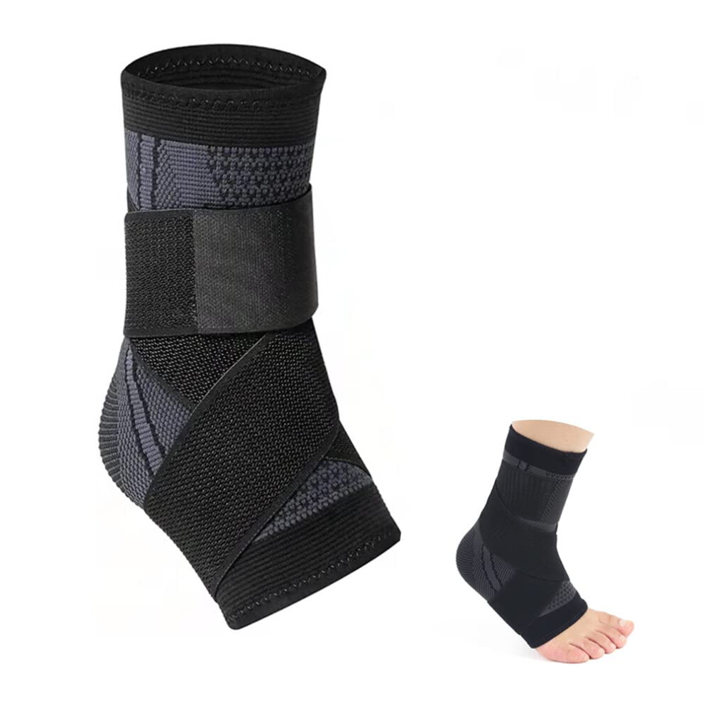 2PCS Adjustable Compression Ankle Brace Support with Breathable Stabilizing Straps for Injury Recovery (Large)