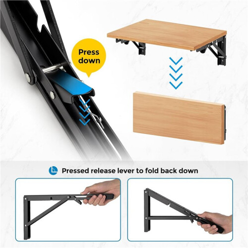 6 Inch Folding Shelf Brackets, 4 Pack Wall-Mounted Brackets, Space-Saving DIY Foldable Shelf for Tables