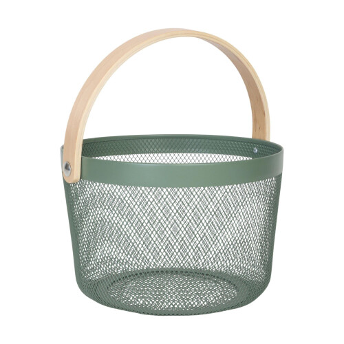 Round Metal Wire Storage Basket with Handle