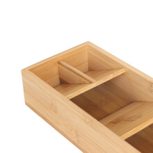 Bamboo Cutlery Tray, 5 Compartments, Space-Saving Design