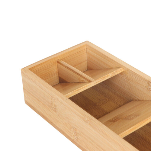 Bamboo Cutlery Tray, 5 Compartments, Space-Saving Design