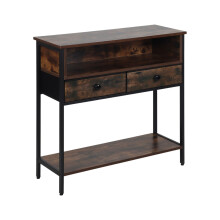 Industrial Console Table with Drawers and Shelves