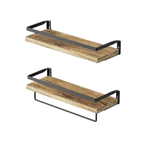 Wandregale, 2-teiliges Set, Holz und Eisen 1
