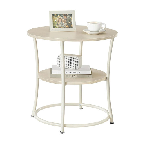 2-Tier Wood-Effect Side Table with Metal Frame