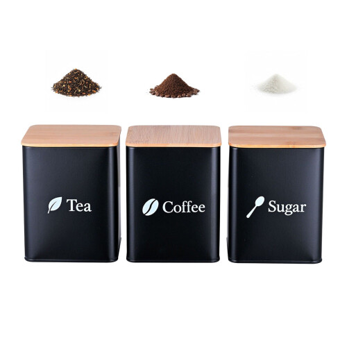Barattoli per caffè, tè e zucchero - Set in metallo da 3 pezzi
