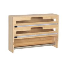Wall-Mounted Bamboo Kitchen Roll & Foil Dispenser