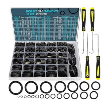 Kit de 1008 Joints Toriques SAE, 32 Tailles de Joints en Caoutchouc Nitrile 70A, avec 4 Outils de Retrait de Joints Toriques en Pouces