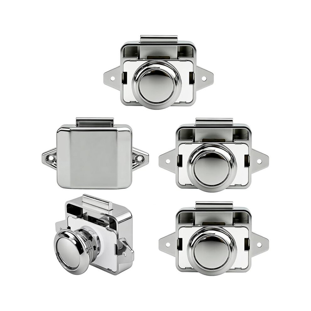 5Pcs Rv Push Button Cabinet Door Lock & Marine Drawer Latches, Boat Cupboard Push-To-Open Locks & Closures 6032309194719