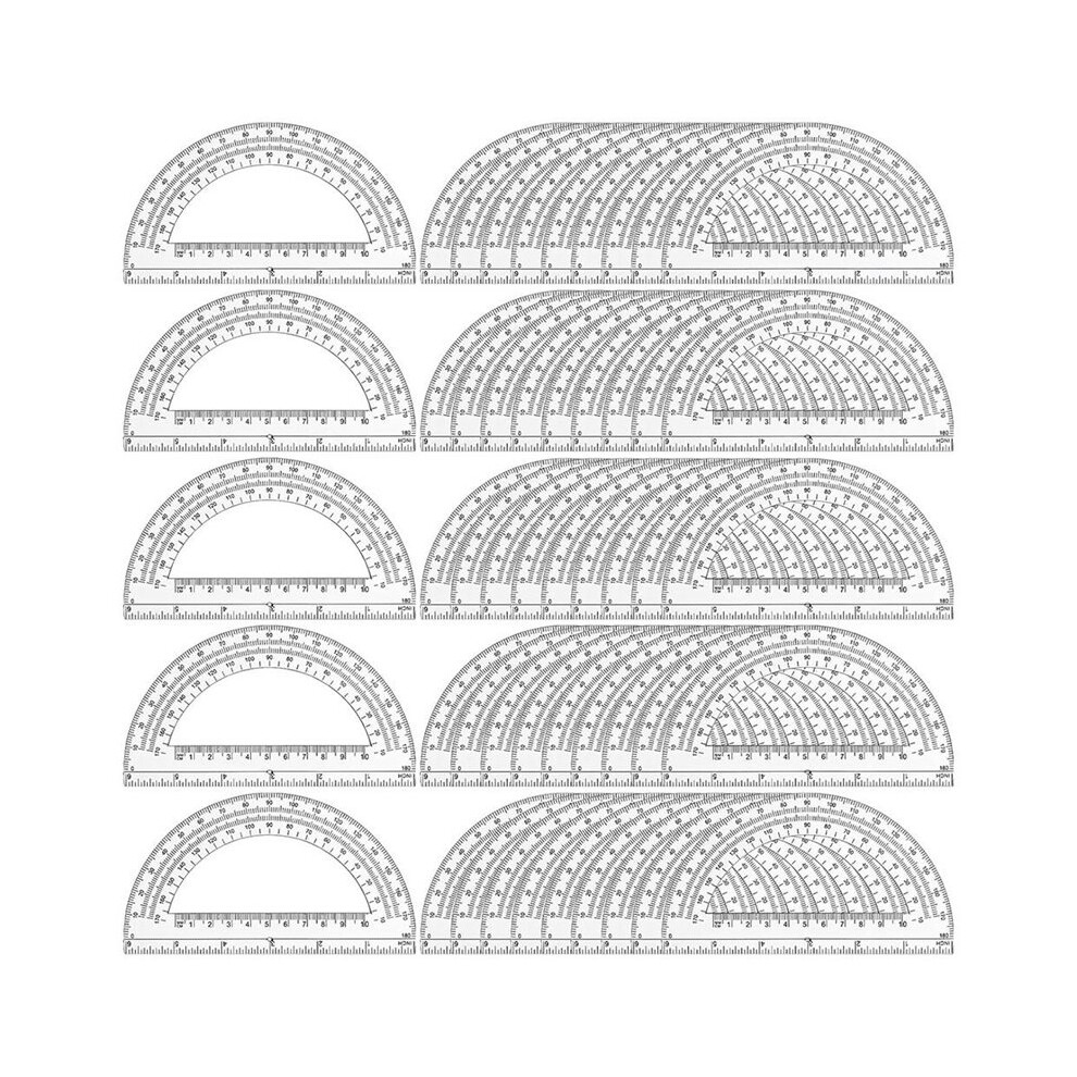 50 Pack Plastic Protractor, 6 Inch Clear Protractor For Geometry, School, Office 6033278802766