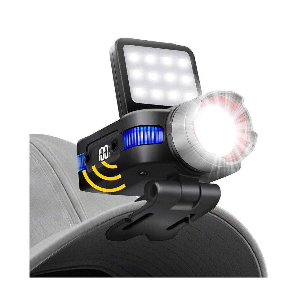 Hard Hat Clip Lights, 800Lm Rechargeable Clip Cap Lights, 180 Adjustable Waterproof Bright Headlamp Flashlight 6032234141253